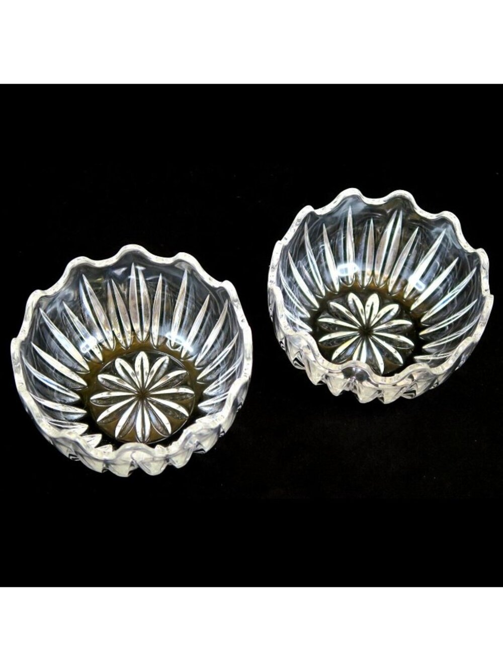 Princess House Royal Highlights Crystal Wave Edge Open Sugar Bowl Set of 2